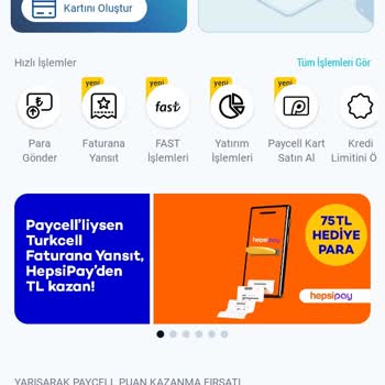 Paycell Sanal Kart Gözükmüyor