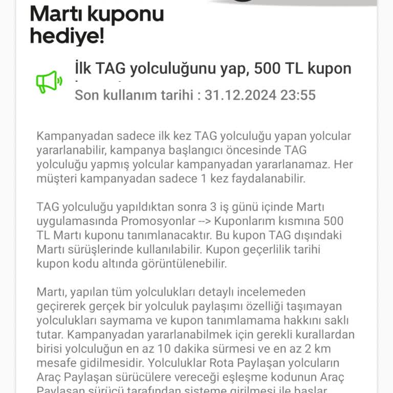 Martı Tag Hediye Kuponu