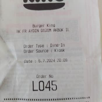 Burger King Restoran Sipariş Suresi