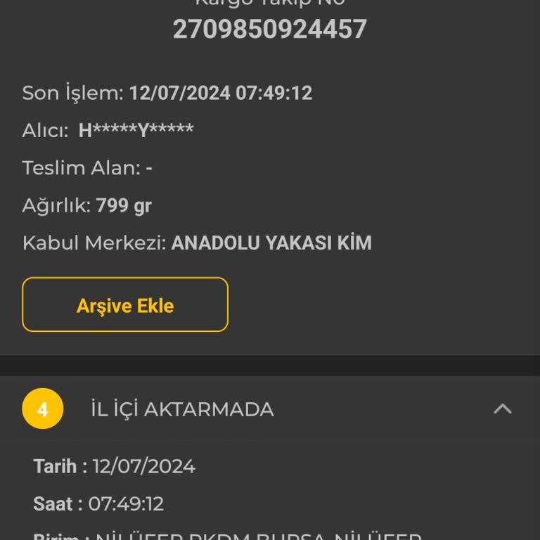 PTT Kargo Bursa Şubesi Kargo Dağıtım Gecikmesi Şikayeti