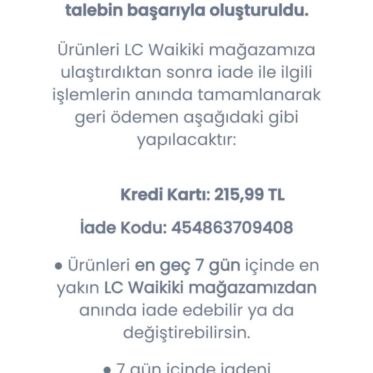 LCW İade Sorunu