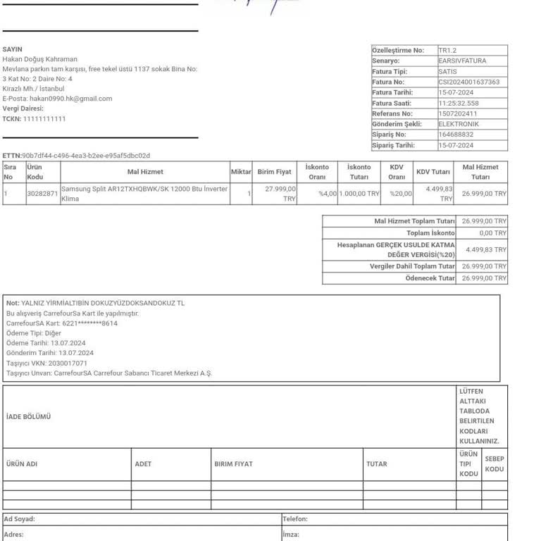 Samsung Klima Montajını Yapmaması