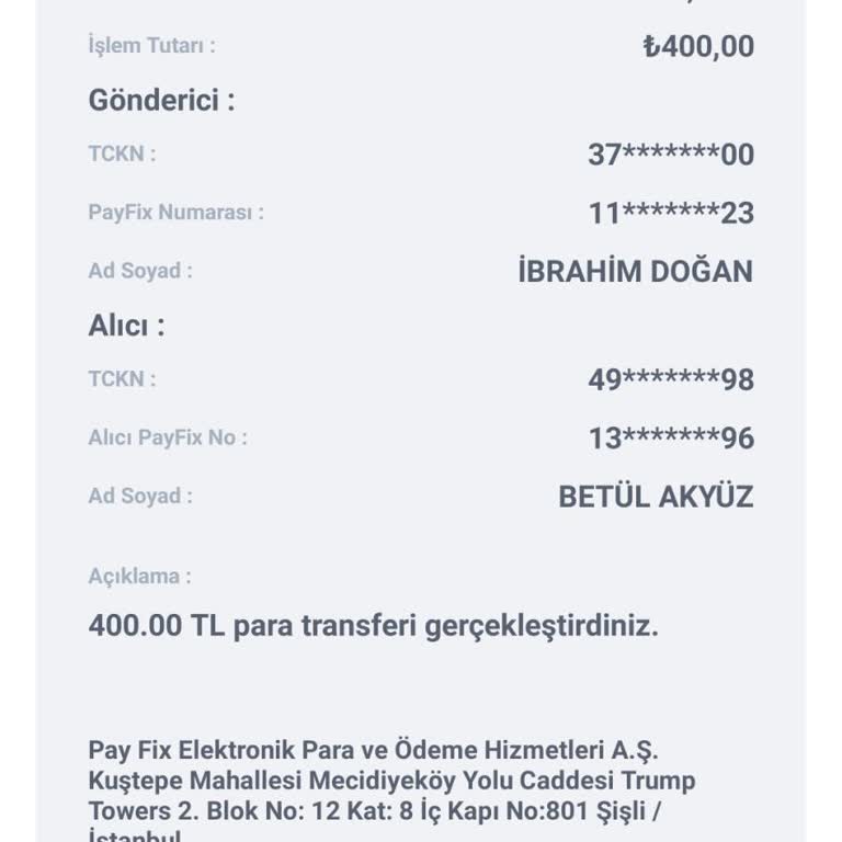 Payfix'te Param Verilmedi