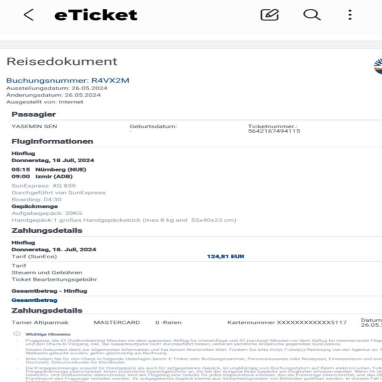 SunExpress Airlines Can't Change One Ticket Without Changing Both