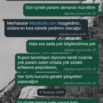 Mazi Butik İade Ettiğim Ürün Parasını Vermediler