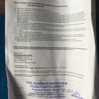 Rossmann Üsküdar Mağazasında Yaşadığım Solar Aydınlatma Sorunu