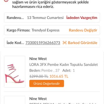 FLO Ayakkabı Trendyol Kurye Hatası Sürede Alınmaması
