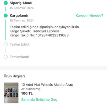 Trendyol Express Dolap Kargomu Getirmiyor