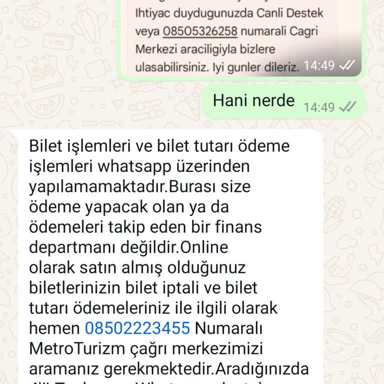 Metro Turizm İade Parası Yatmadı