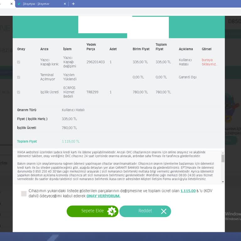 Ingenico Cihazımın Yazılım Sorunu Ve Yüksek İşçilik Ücreti