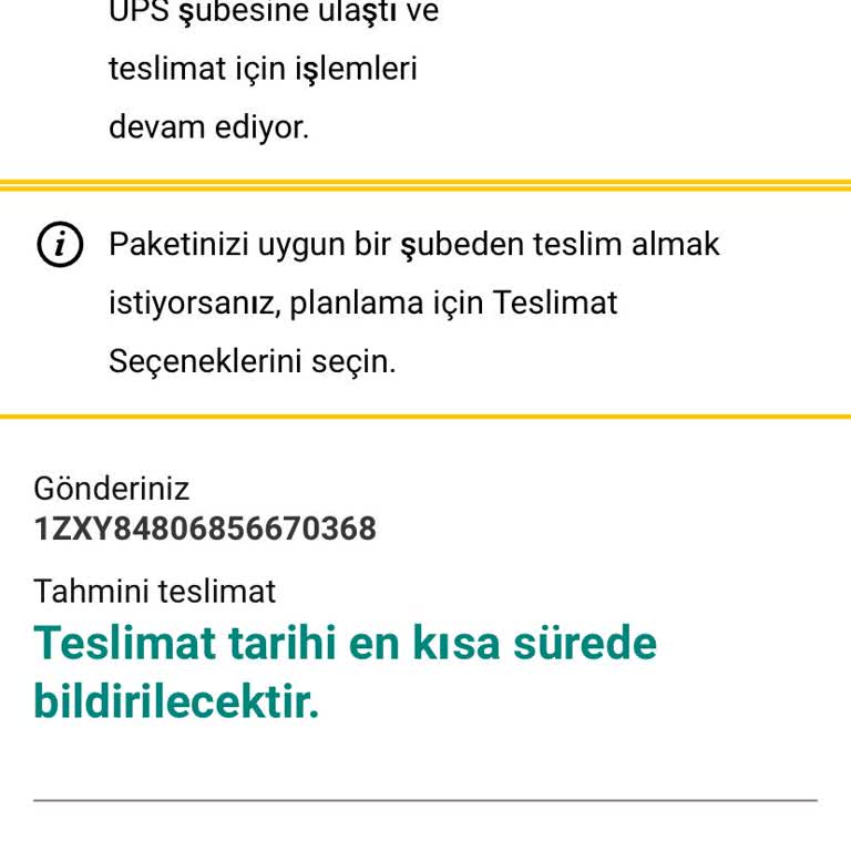 UPS Türkiye İzmir Selçuk'a Kargomu 8. Günde Teslim Edecekmiş Ve Bilgi Vermeden!