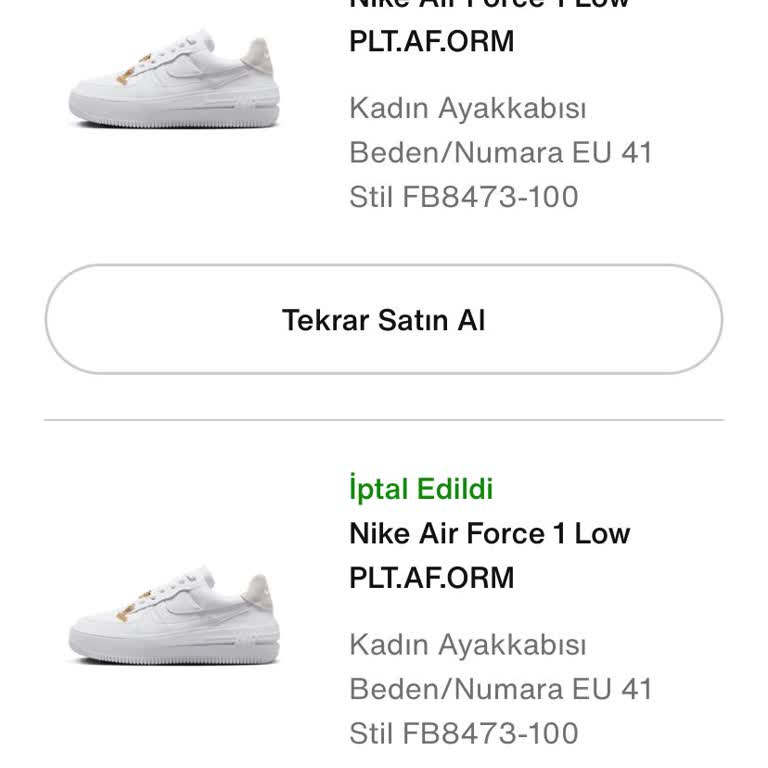 Nike Ürünümü İptal Ediyor