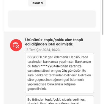 Hepsiburada Sipariş İptal Edilmesi Bilgim Dışında