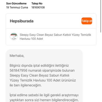 Hepsiburada Sipariş İptal Edilmesi Bilgim Dışında
