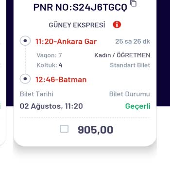 TCDD Bilet Değişiklik İşlemi