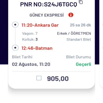 TCDD Bilet Değişiklik İşlemi