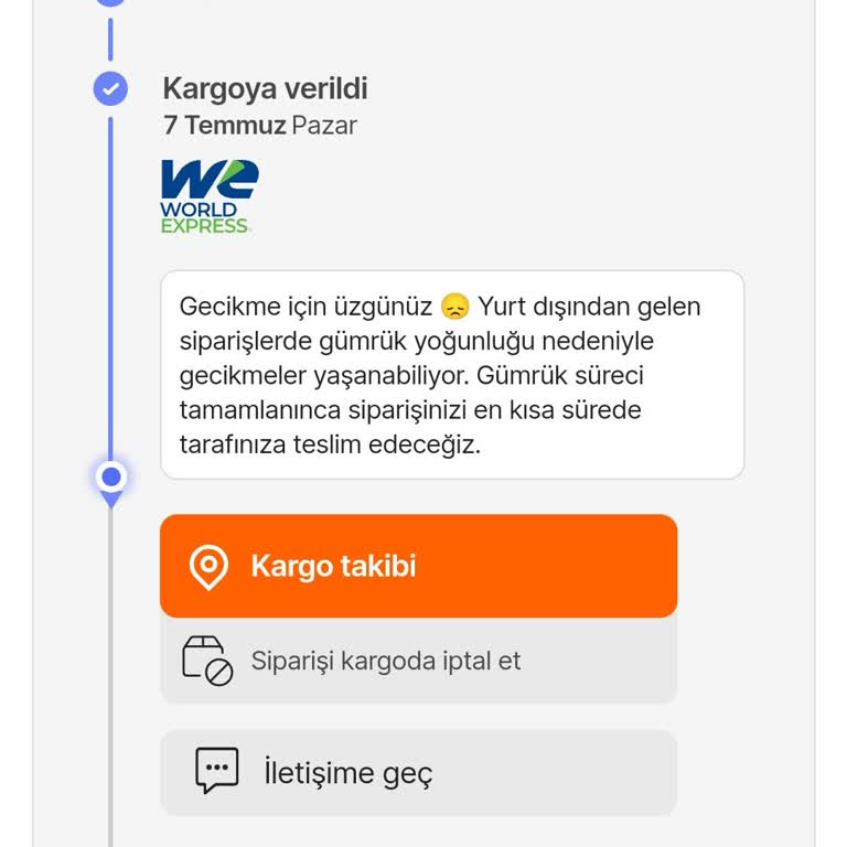 Hepsiburada Geciken Yurt Dışı Siparişim