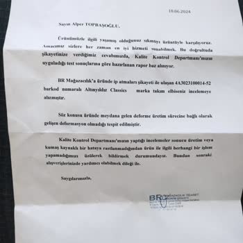 Altınyıldız Classics'ten Aldığım Takım Elbise İlk Kullanımda Deforme Oldu