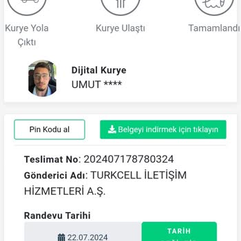 Turkcell'in Yönlendirdiği Kurye Sim Kartımı Hala Teslim Etmedi.