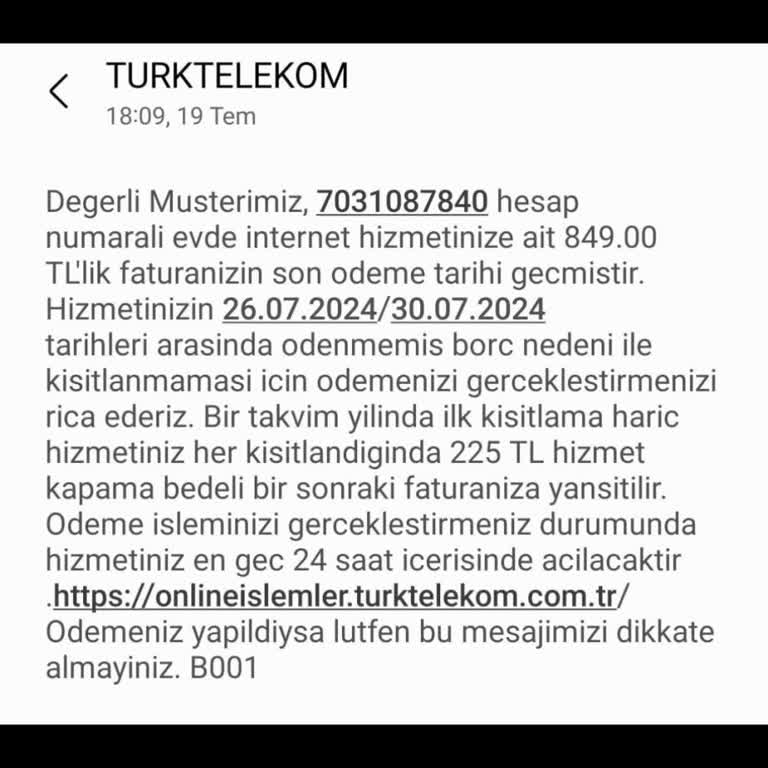Türk Telekom Yanlış Fatura Taşınma İşlemi