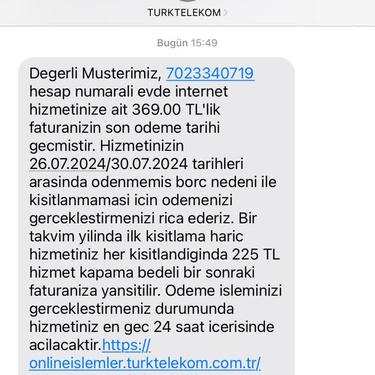 Türk Telekom Ev İnternet Aboneliğim Yok Ama Fatura Borcu Mesajı Geldi