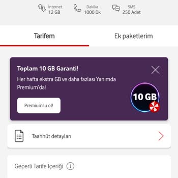 Vodafone Tarafıma Yanlış/Eksik Paket Tanımladı