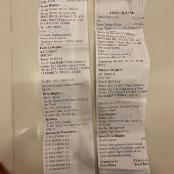 Beko İzmir/dikili Servis Sorunu