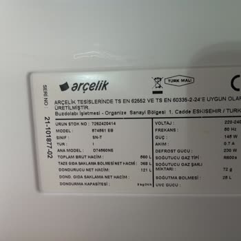 3 Yıllık Arçelik Dolaptan 2013 Tarihli Malzeme