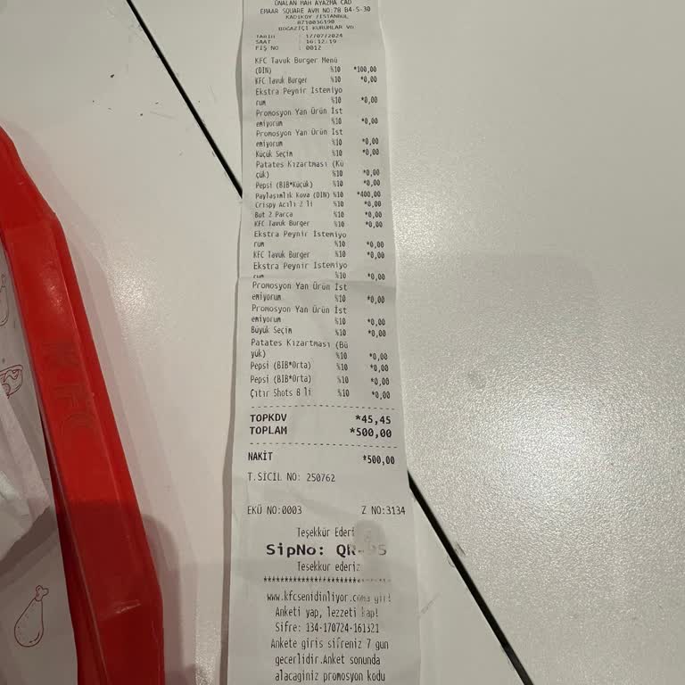 KFC Bayat Burger, Çiğ Patates