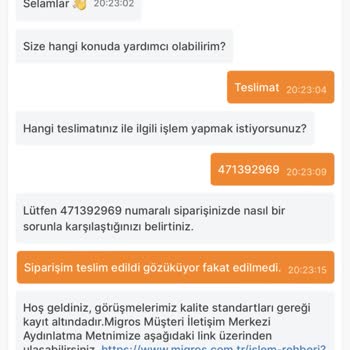 Migros Sanal Market Teslim Etmediği Siparişi Teslim Ettim Diyor