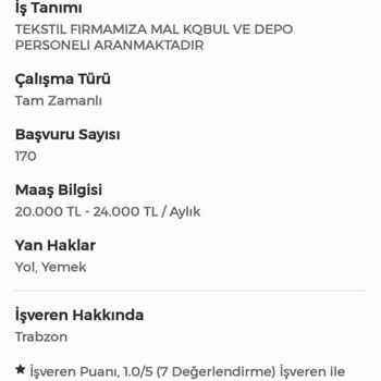 İşin Olsun Tekstil Firması İş Başvurusu Şikayeti