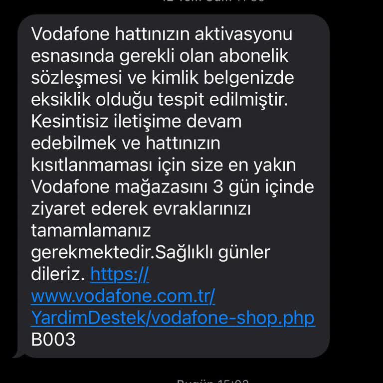 İşlem Kısıtı Vodafone Pişmanlığı