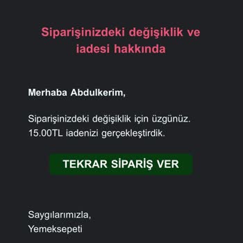 Yemeksepeti 2 Hamburgere 15 TL İade Ediyor