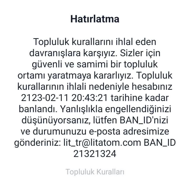 Litmatch Hesabım Ban Yedi