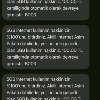 Vodafone Aşım Paketi Mağduriyeti
