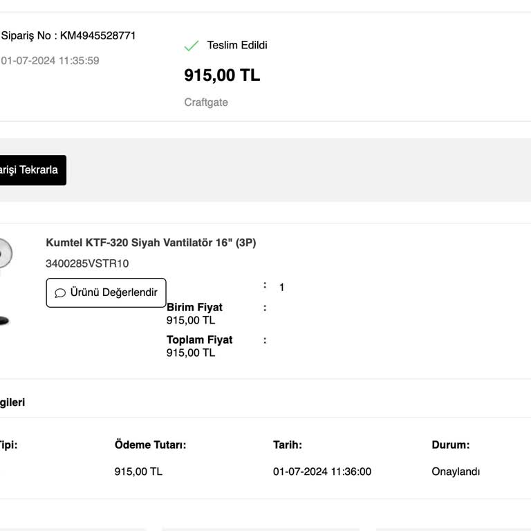 Kumtel Firmasından Aldığım Ayıplı Vantilatör Mağduriyeti!
