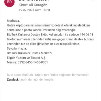 BTCTURK Hesabımdan Forex Hesabıma Yapılan Yanlış Fonlama İşlemi