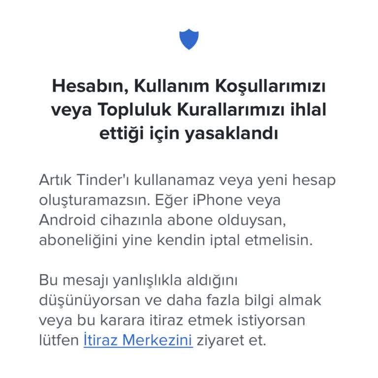 Tinder Hesabım Sebepsiz Yere Engellendi