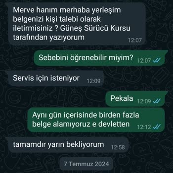 İşin Olsun Güneş Sürücü Kursu IBAN T. C. Kimlik No Ve Adres Bilgileri Talebi