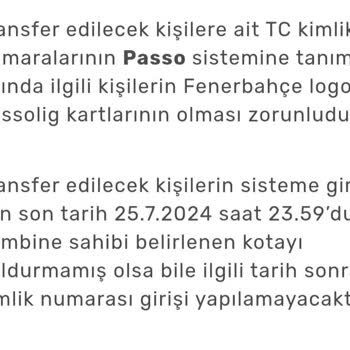 Passolig Fenerbahçe 24/25 Kombine T. C. Tanımlama Çalışmıyor