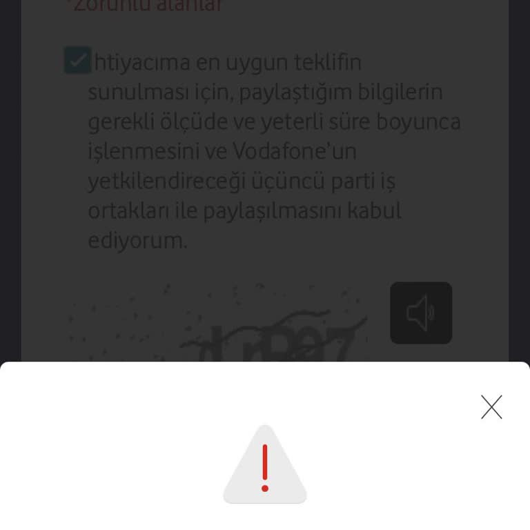 Vodafone Beklenmedik Hata Oluştu Sorunu