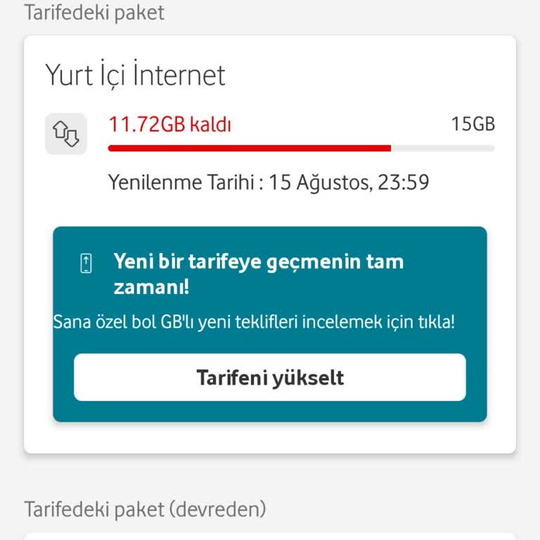 Vodafone Devreden Tarifenin Kullandırmaması