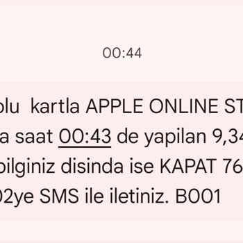 Apple Bilgim Dışında Kartımdan Yapılan Alışveriş