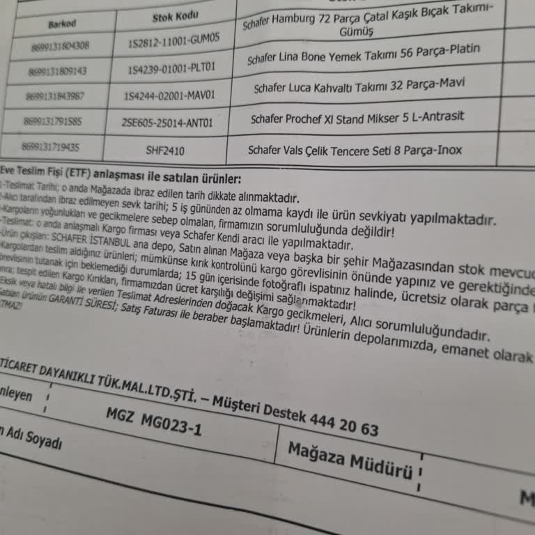 Schafer Defolu Ürünler Ve Teslimat Sorunu