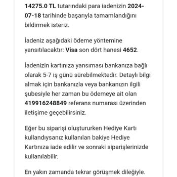 Garanti BBVA İptal Ettiğim Siparişimin İadesi Yapılmadı