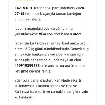 Garanti BBVA İptal Ettiğim Siparişimin İadesi Yapılmadı
