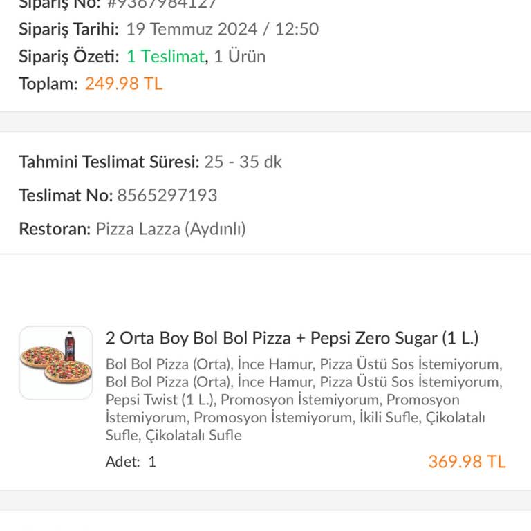 PizzaLazza Sipariş Teslimatında Yaşanan Büyük Hayal Kırıklığı