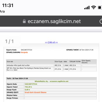Eczanem.saglikcim.net Son Tüketim Tarihi Geçen Takviye Ürün