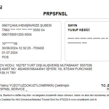 Ziraat Bankası Sanal Kart İle Alışverişte Para İadesi Yansımaması!