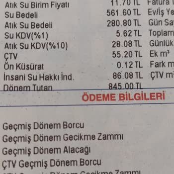 İSKİ Su Faturası Atık Su Bedeli